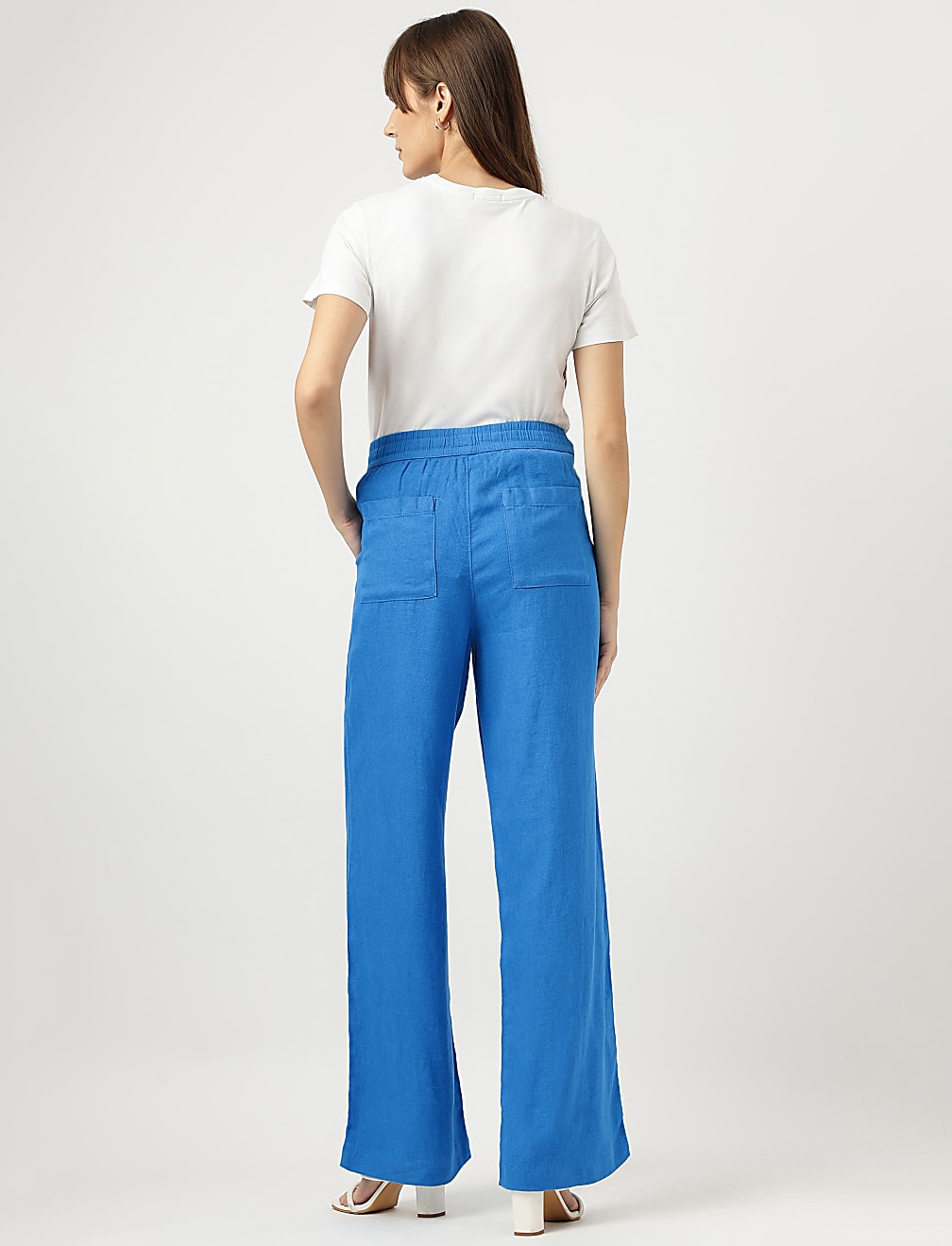 Linen Rich Wide Leg Trousers
