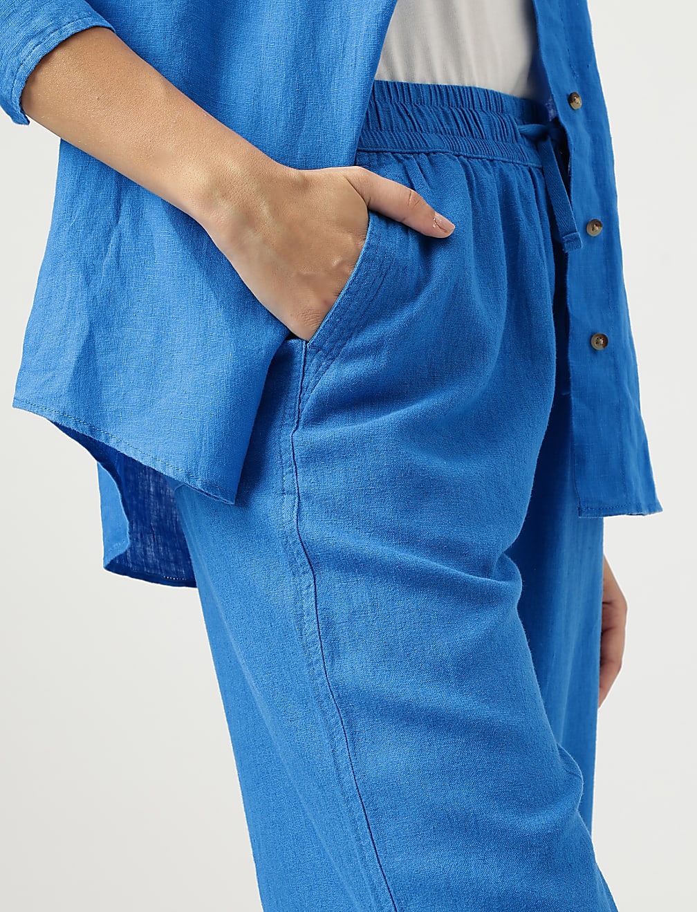 Linen Rich Wide Leg Trousers