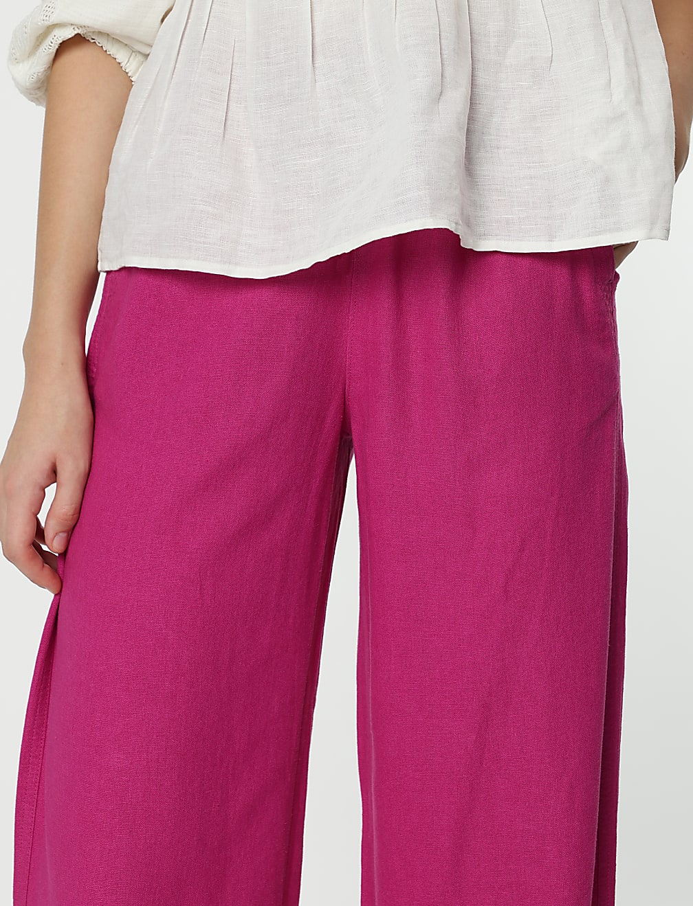 Linen Rich Wide Leg Trousers