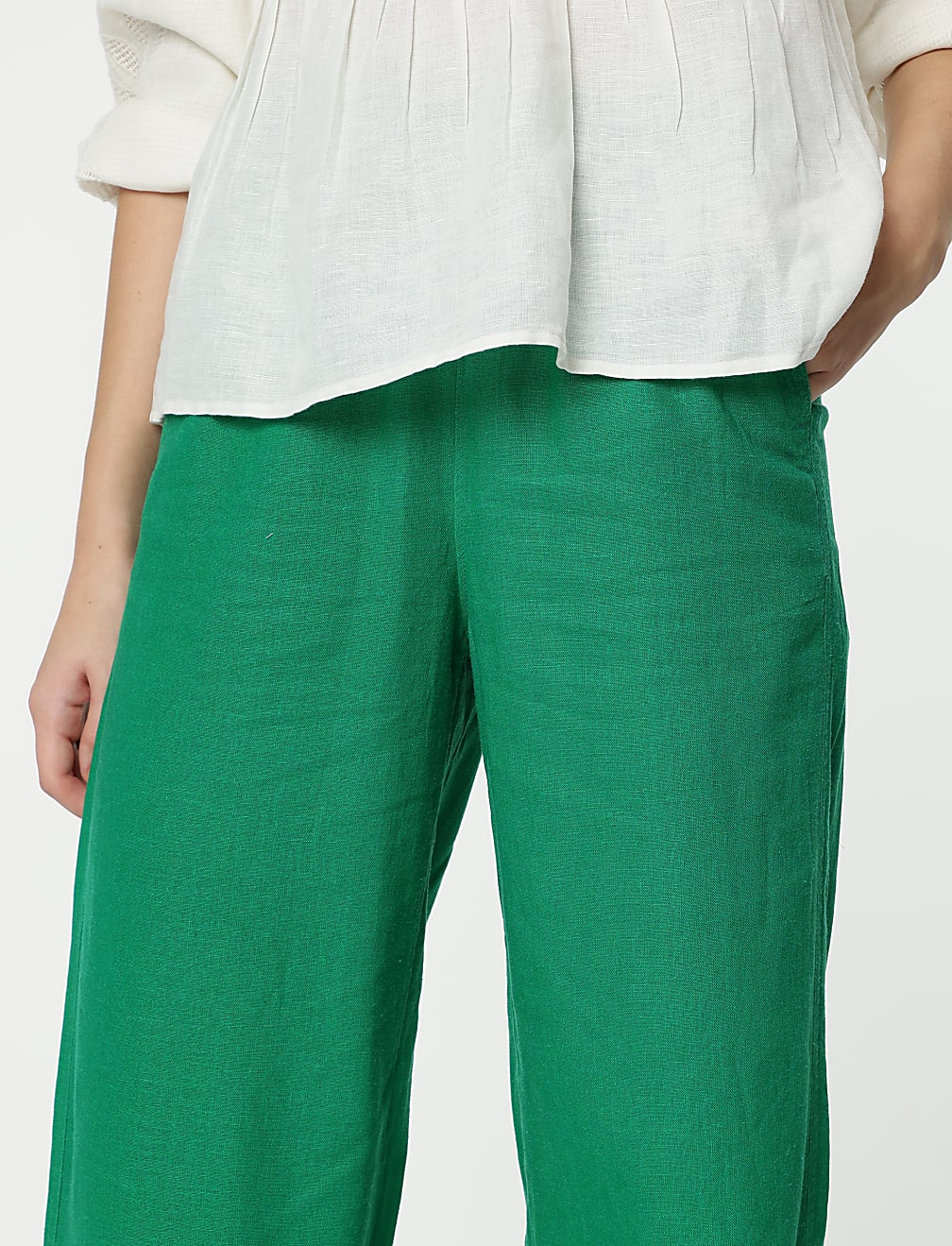 Linen Rich Wide Leg Trousers