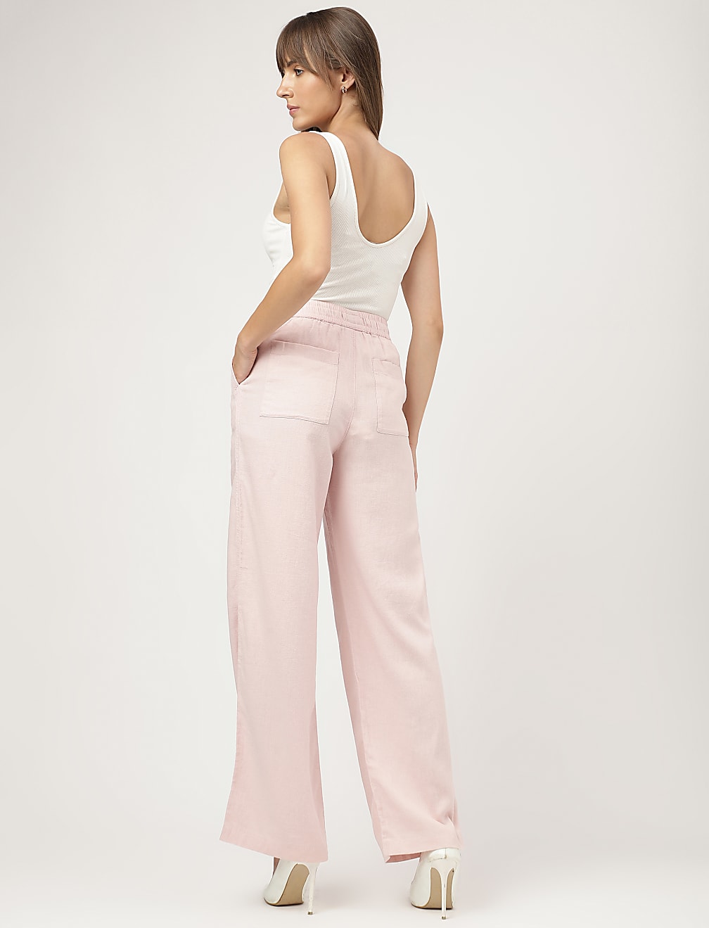 Linen Rich Wide Leg Trousers