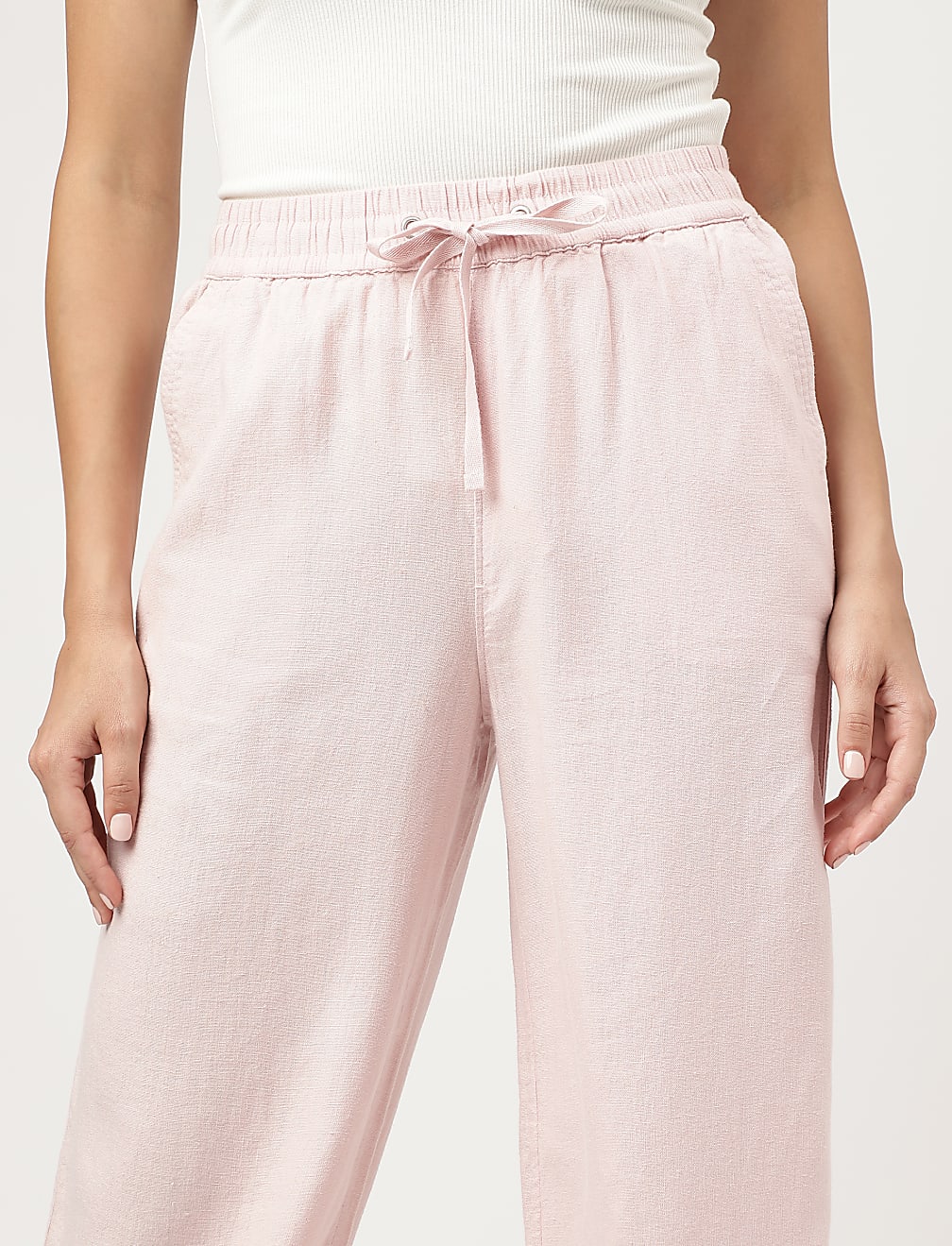 Linen Rich Wide Leg Trousers
