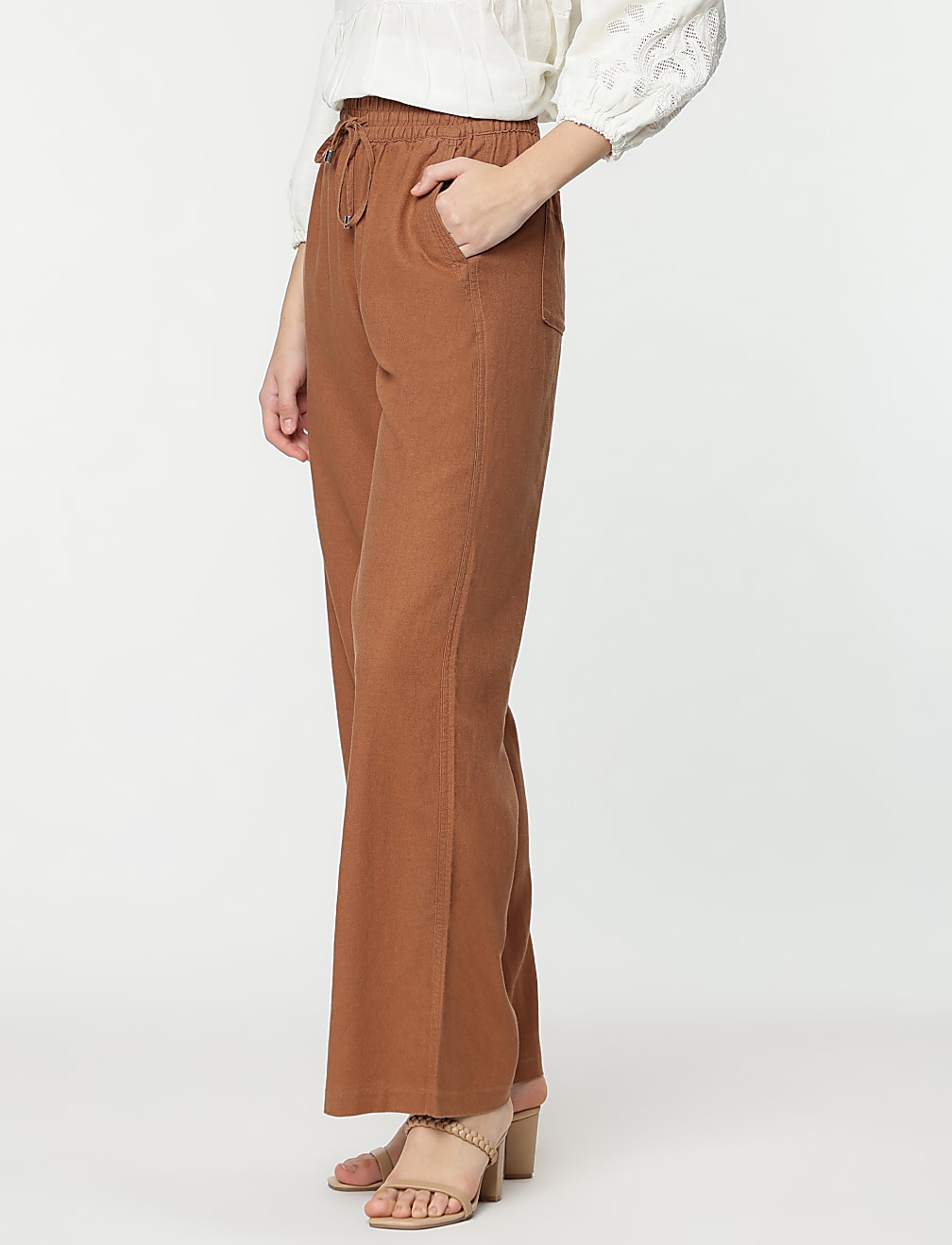 Linen Rich Wide Leg Trousers