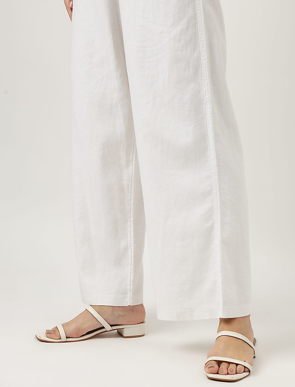 Linen Rich Wide Leg Trousers