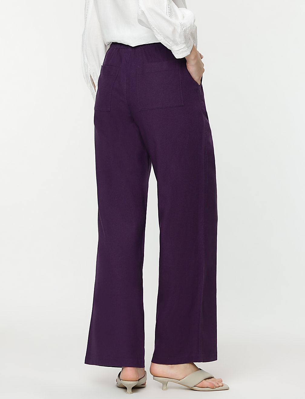 Linen Rich Wide Leg Trousers