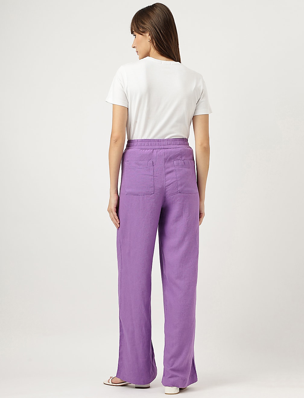 Linen Rich Wide Leg Trousers