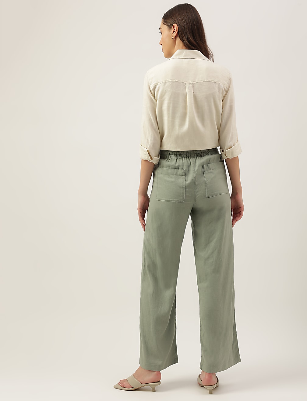 Linen Rich Wide Leg Trousers