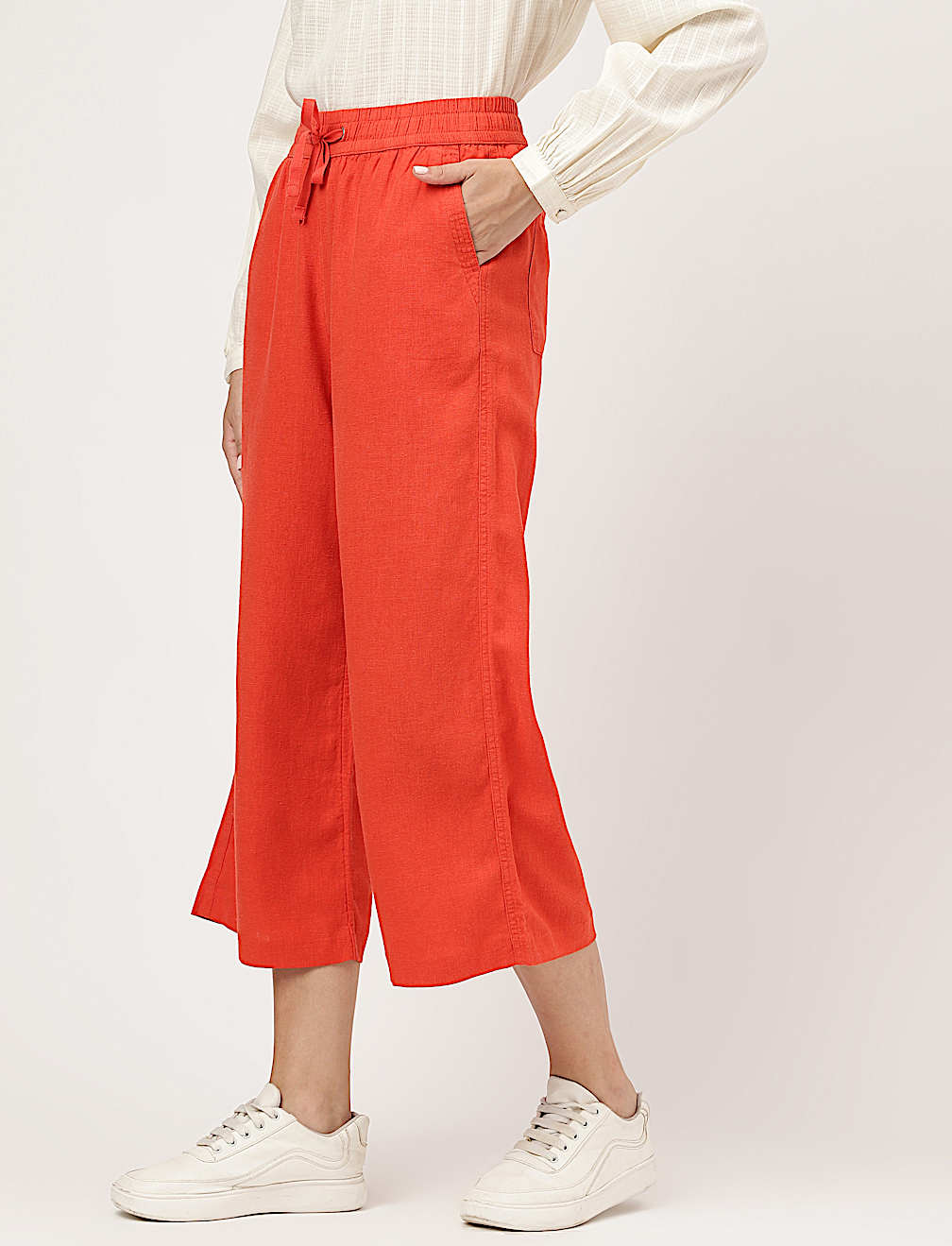 Linen Rich Wide Leg Trousers