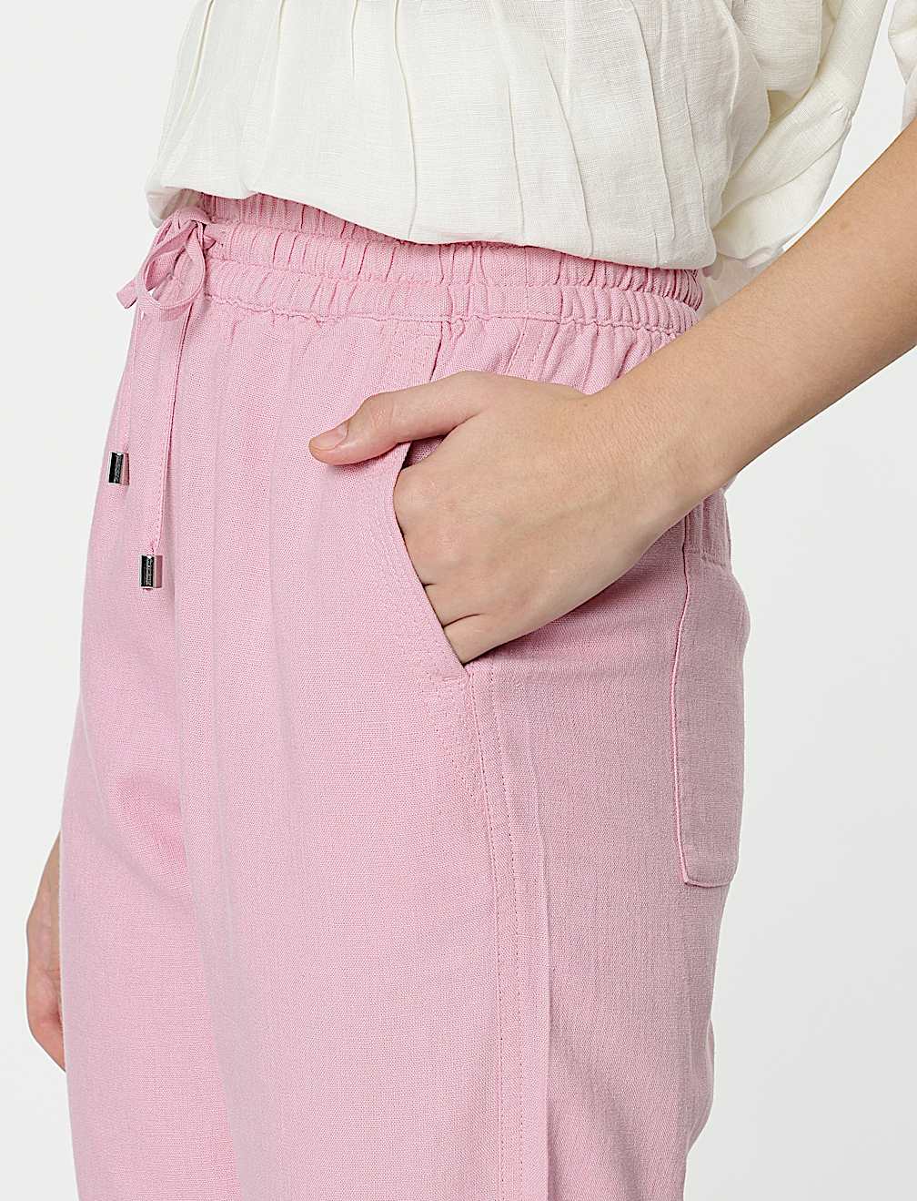 Linen Rich Wide Leg Trousers