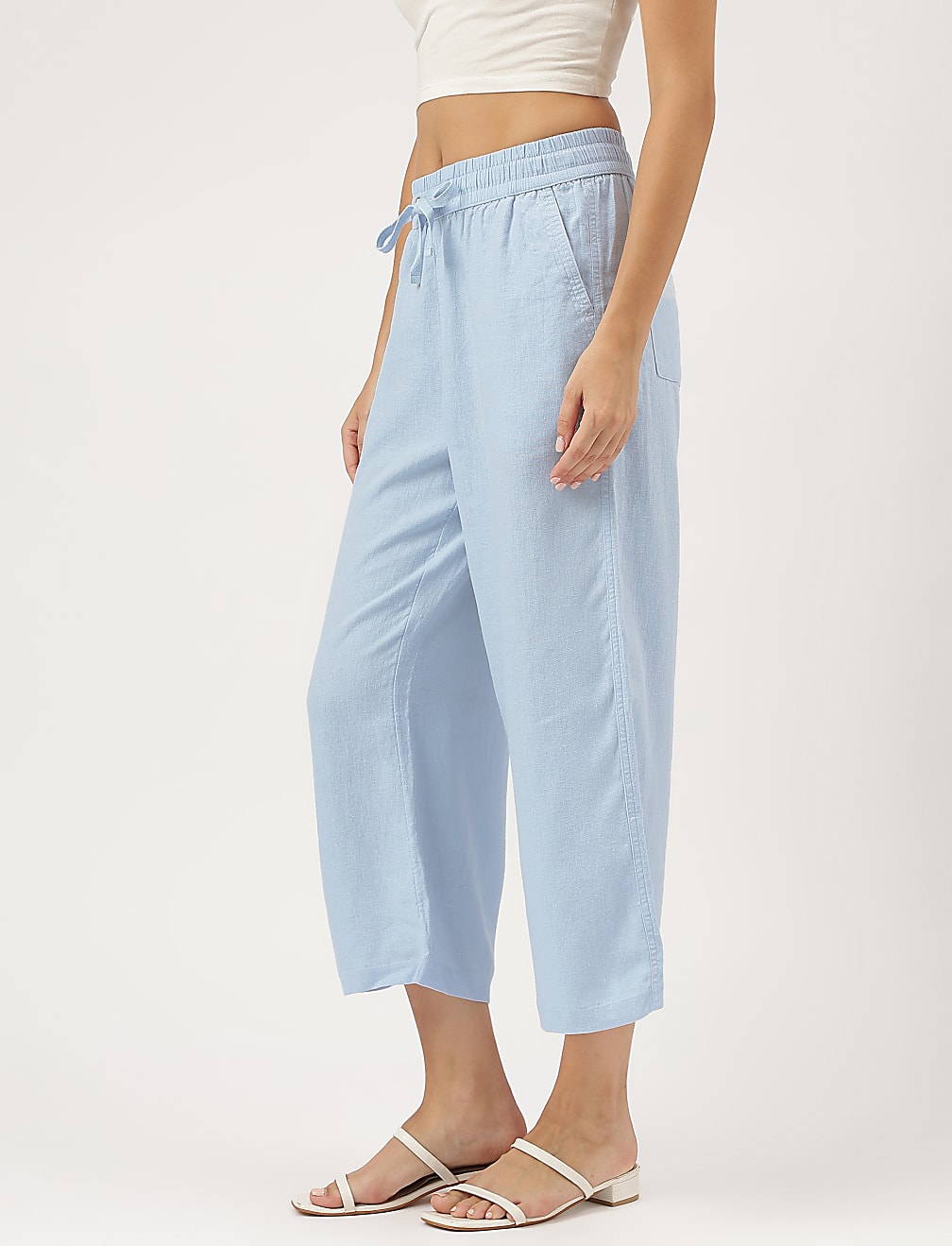 Linen Rich Wide Leg Trousers