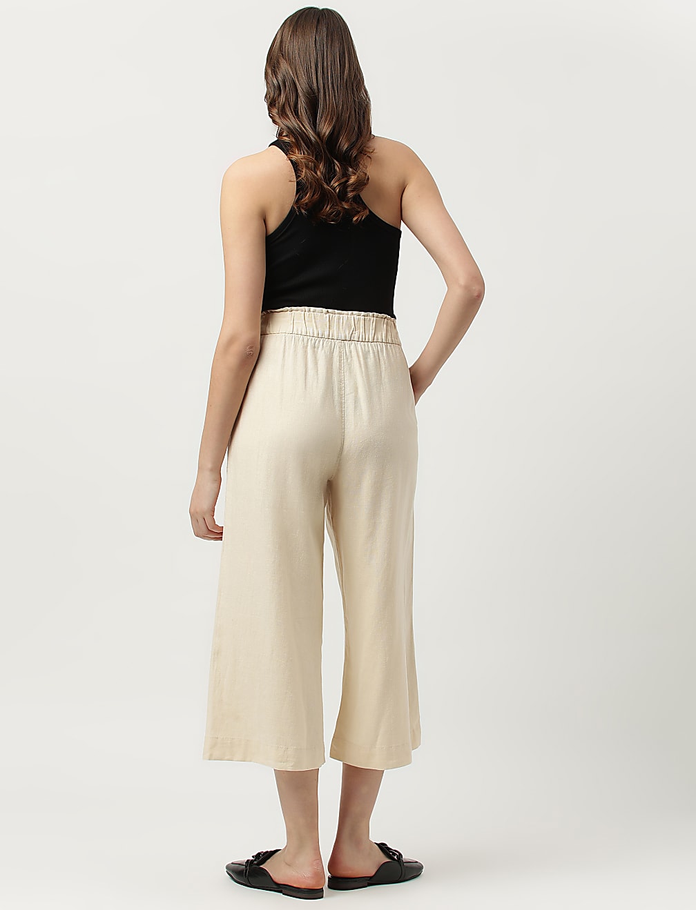 Linen Rich Wide Leg Trousers