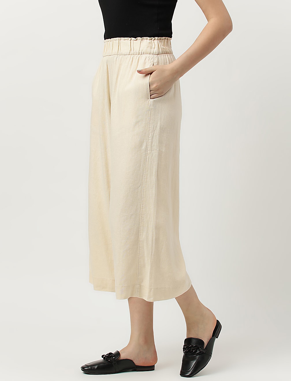 Linen Rich Wide Leg Trousers