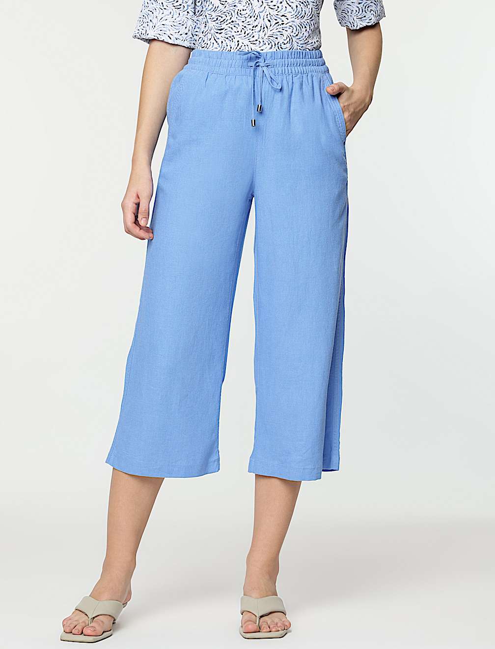 Linen Rich Wide Leg Trousers