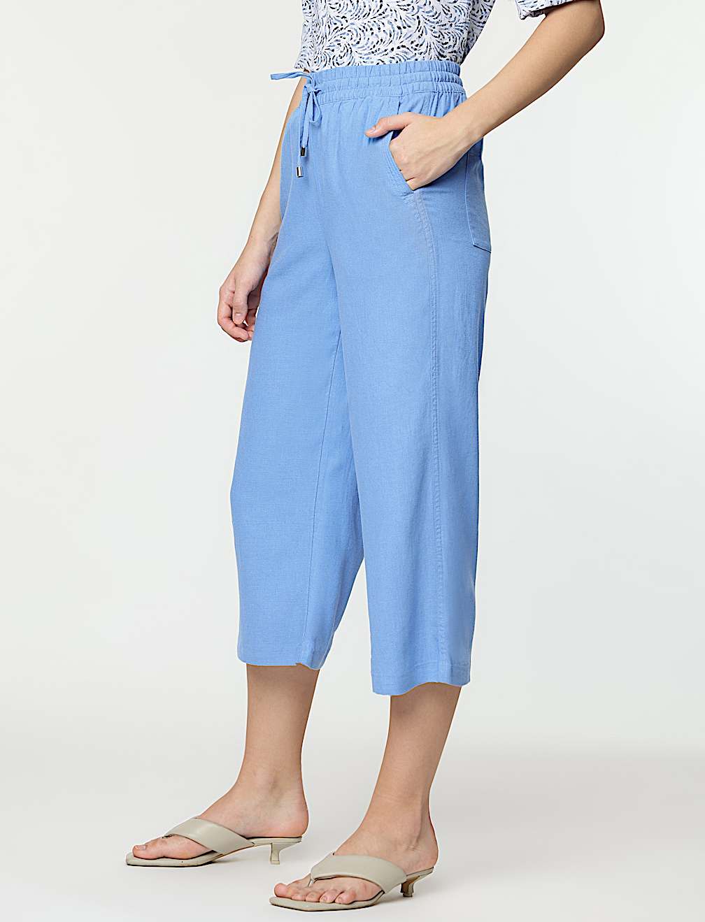 Linen Rich Wide Leg Trousers