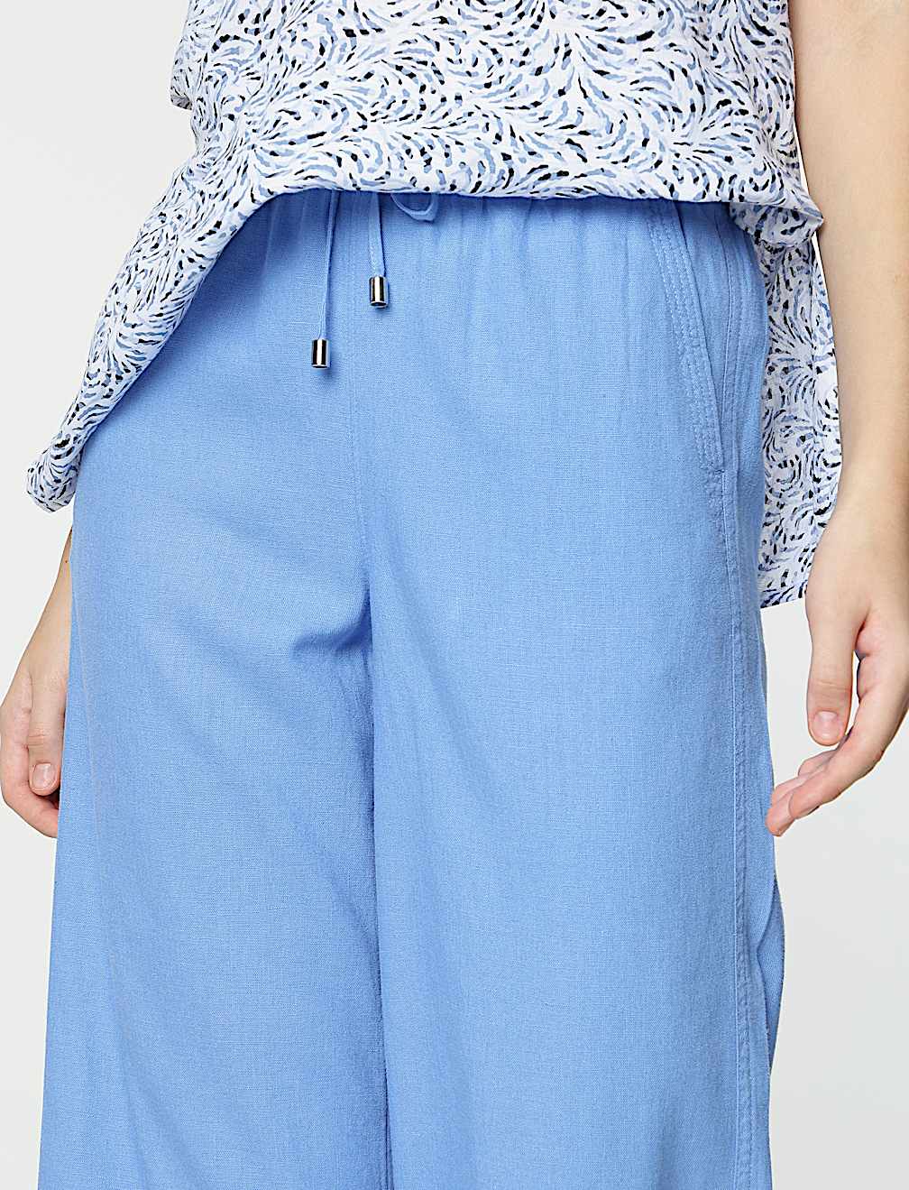 Linen Rich Wide Leg Trousers