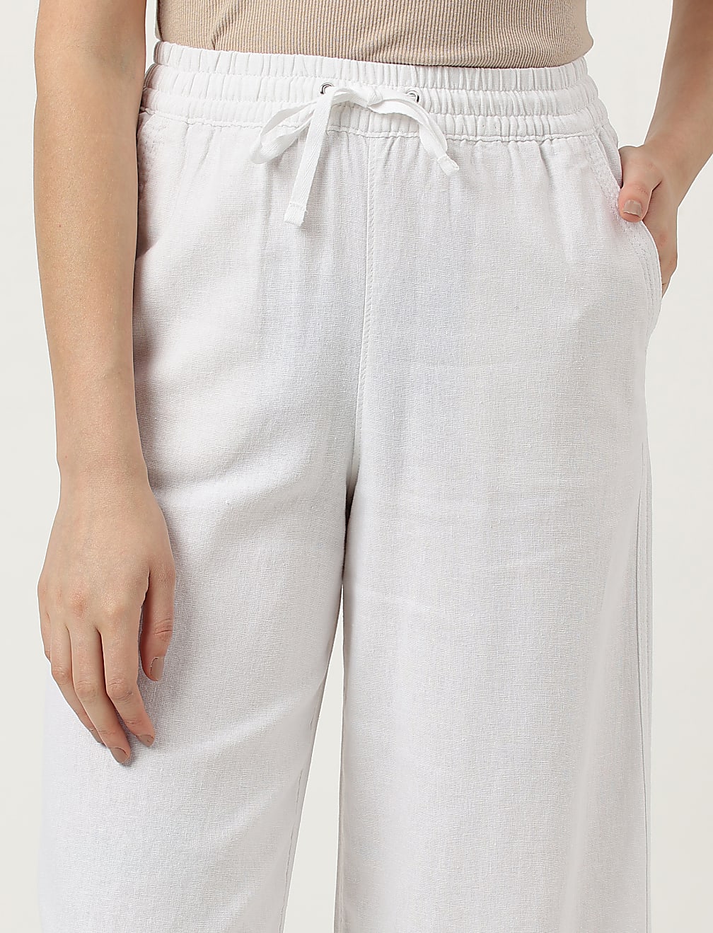 Linen Rich Wide Leg Trousers