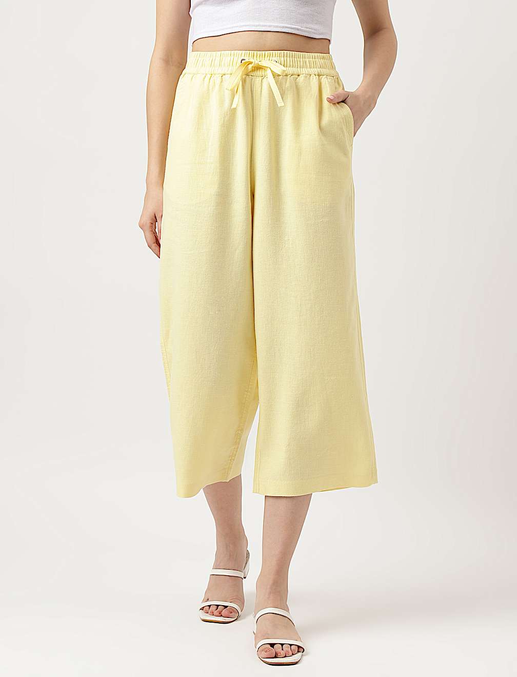 Linen Rich Wide Leg Trousers