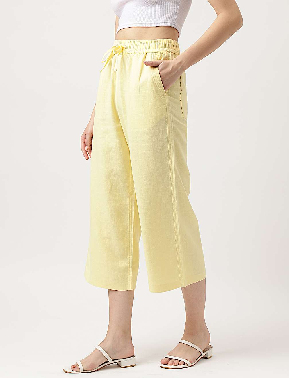 Linen Rich Wide Leg Trousers