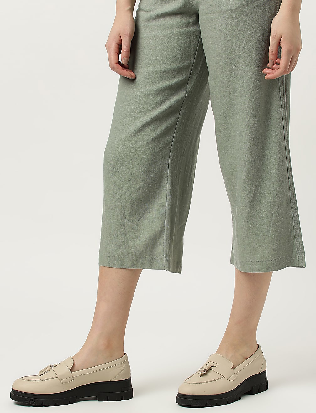 Linen Rich Wide Leg Trousers