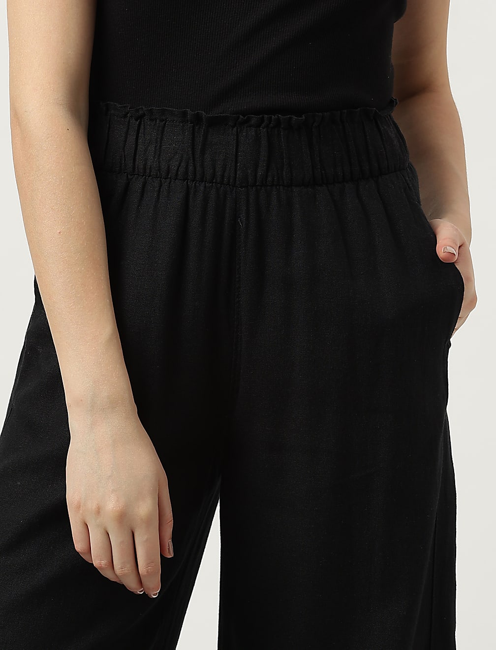Linen Rich Wide Leg Trousers