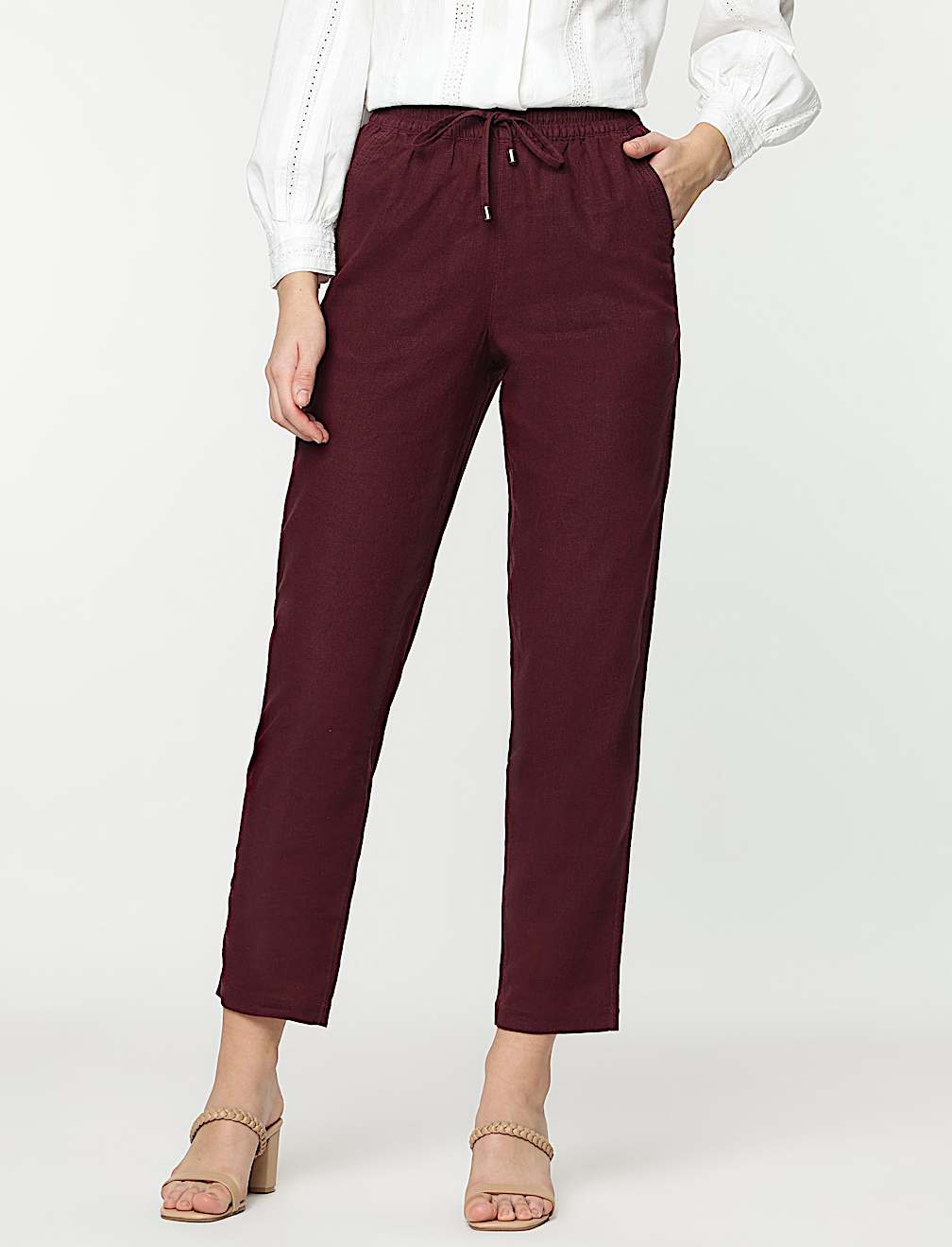 Linen Rich Straight Leg Trousers