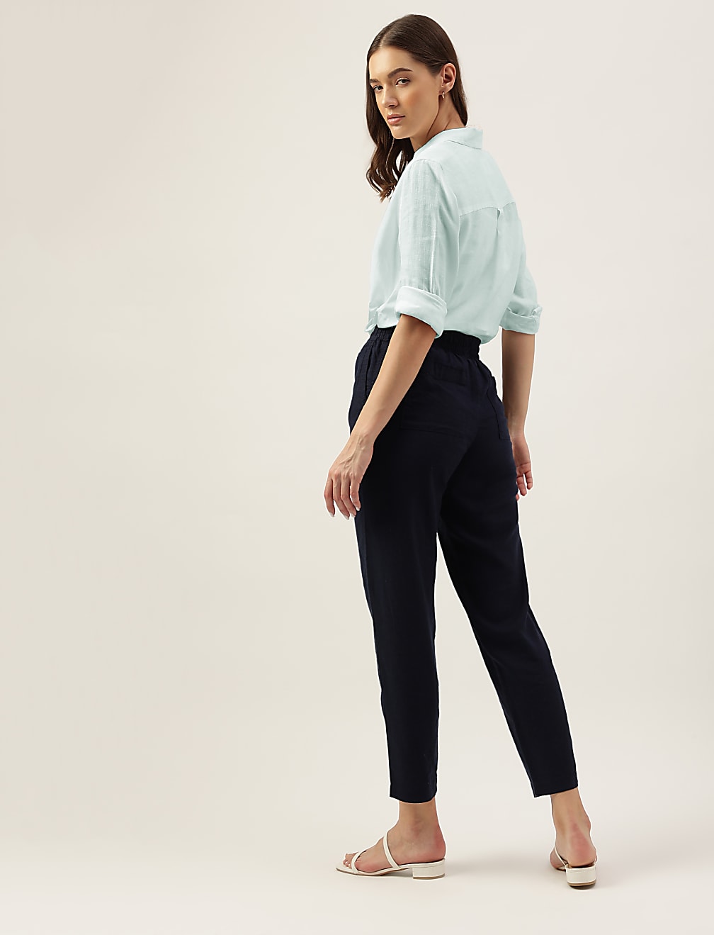 Linen Rich Straight Leg Trousers