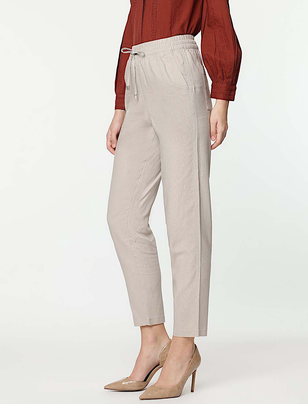 Linen Rich Straight Leg Trousers