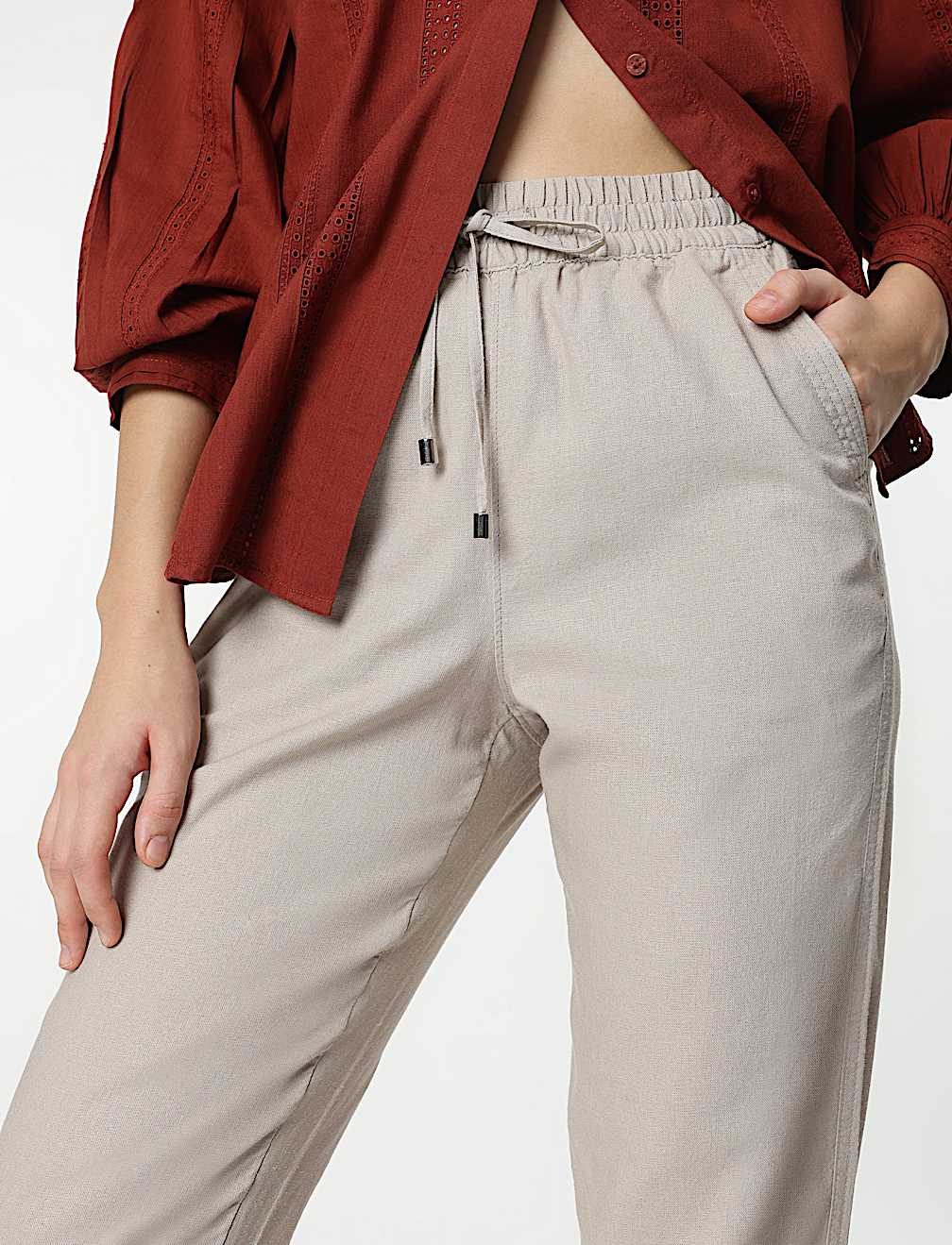 Linen Rich Straight Leg Trousers