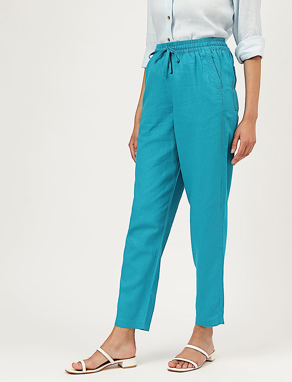 Linen Rich Straight Leg Trousers