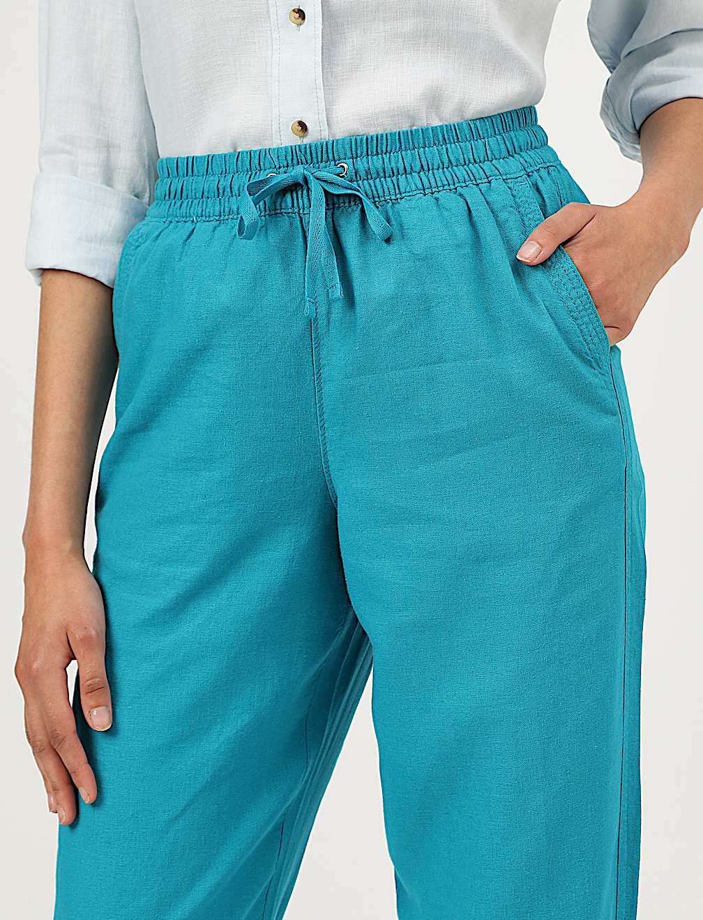 Linen Rich Straight Leg Trousers