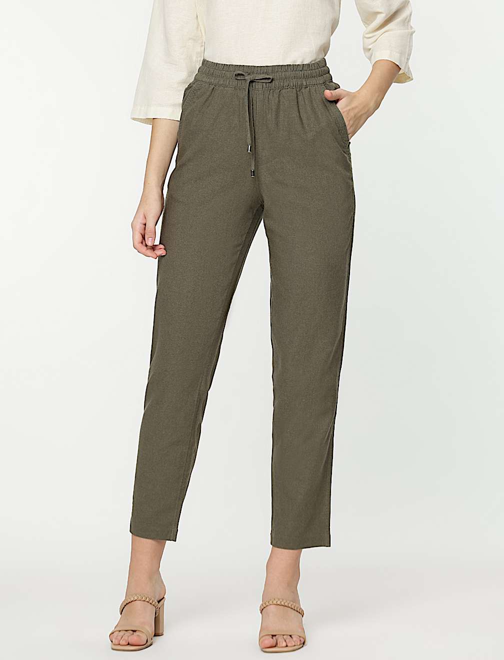 Linen Rich Straight Leg Trousers
