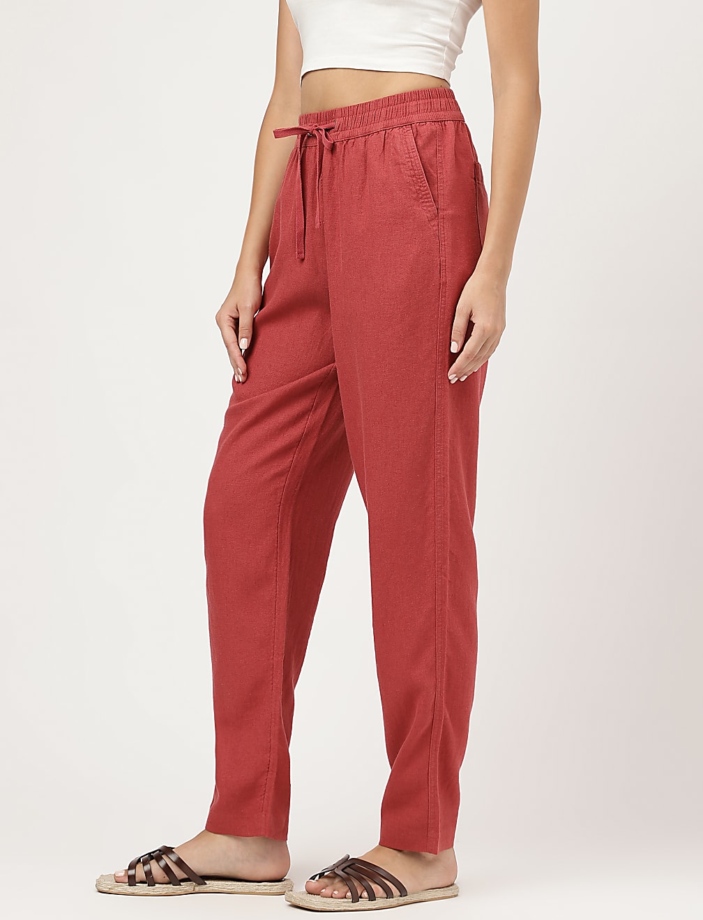 Linen Rich Straight Leg Trousers