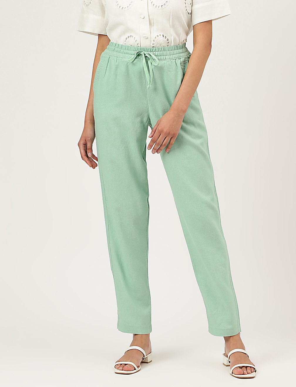 Linen Rich Straight Leg Trousers