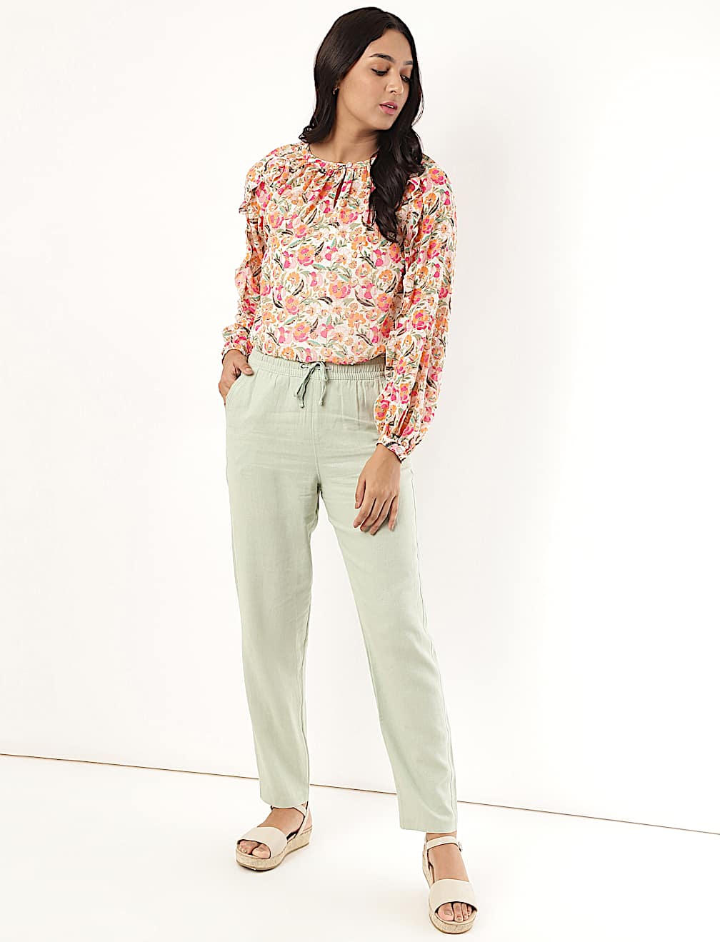 Linen Rich Straight Leg Trousers