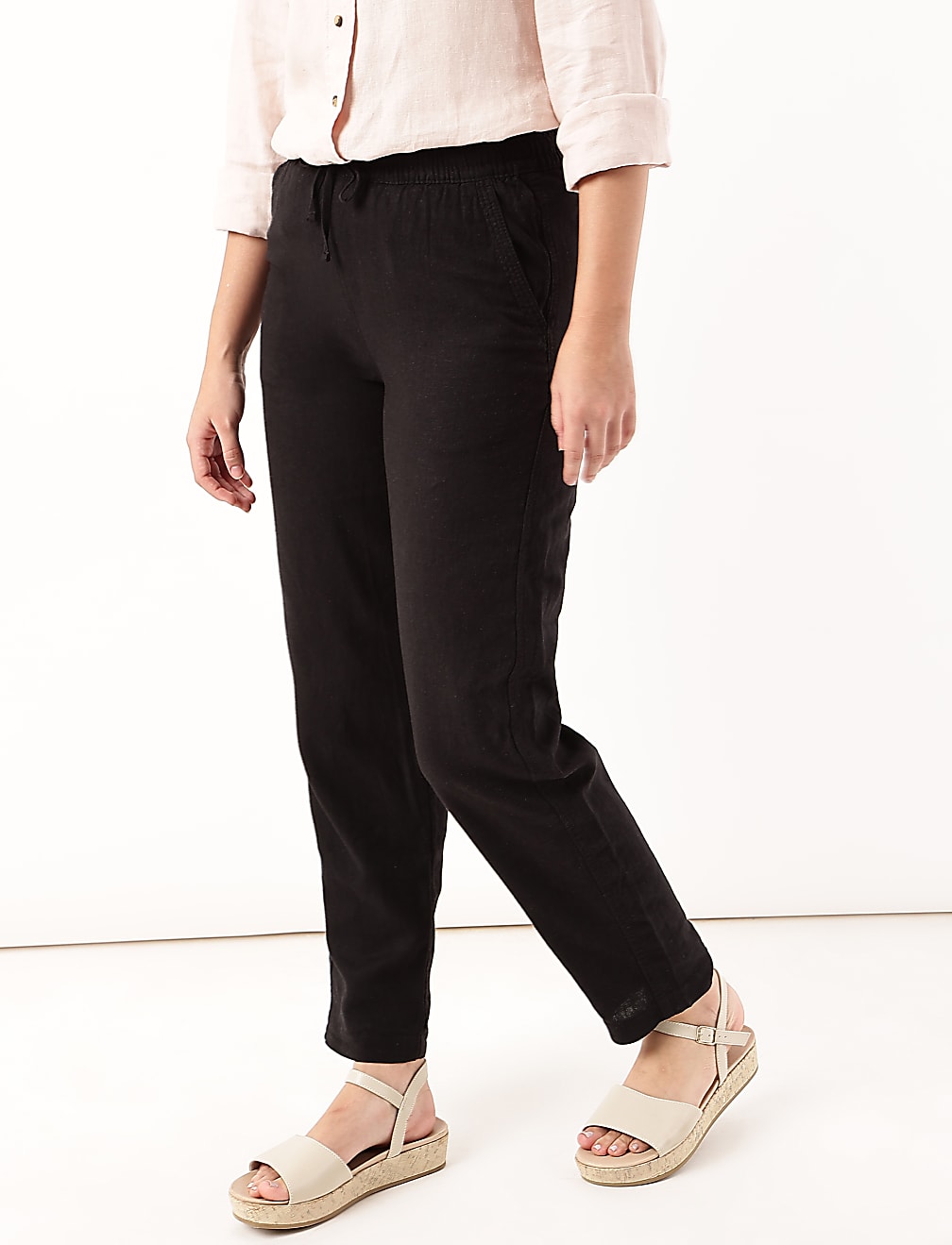 Linen Rich Straight Leg Trousers