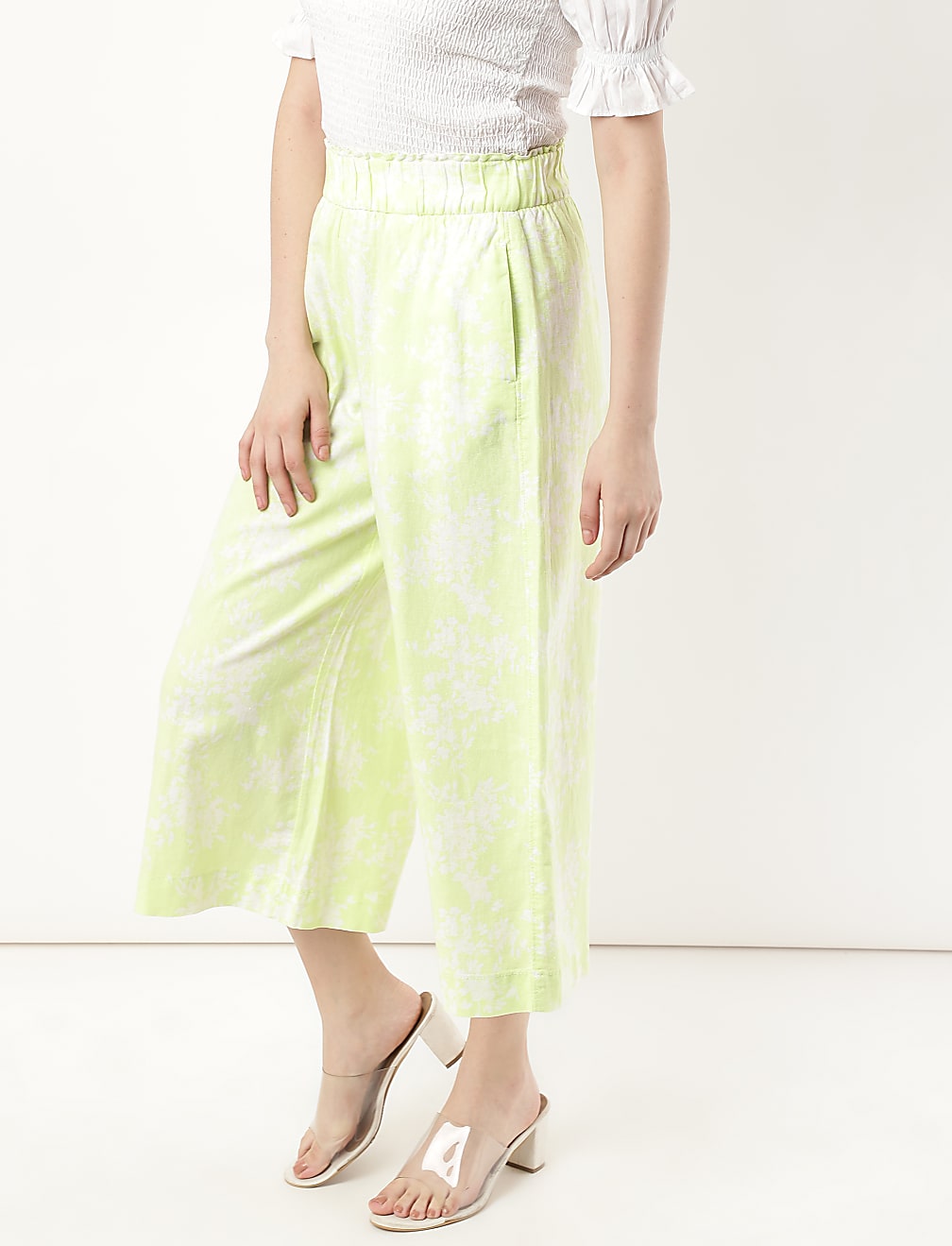 Linen Mix Printed Loose Fit Trouser