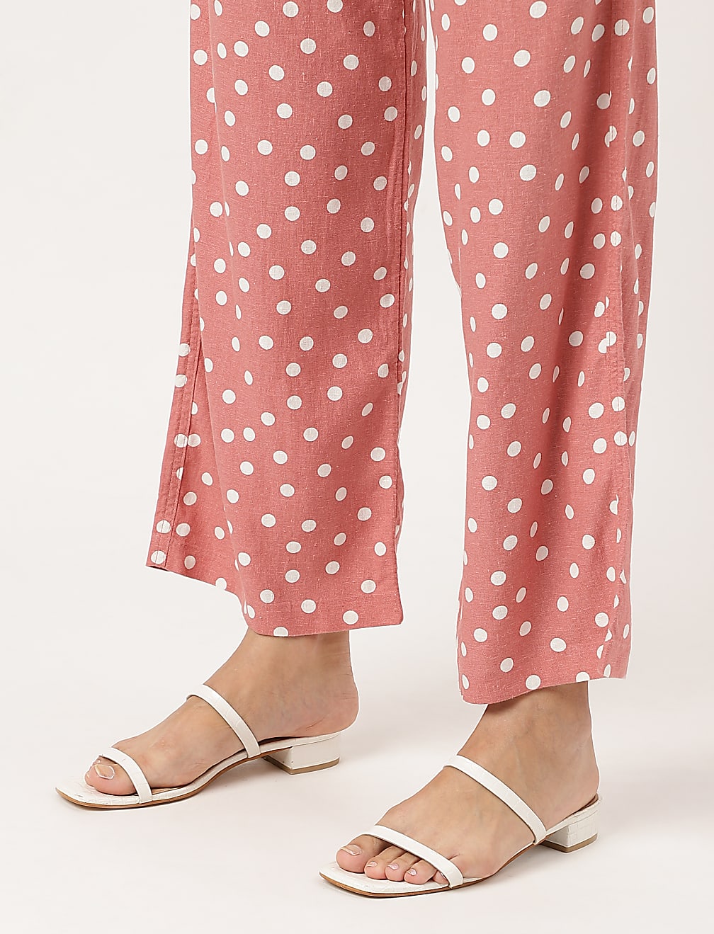 Polka Dot Drawstring Fit & Flared Trousers