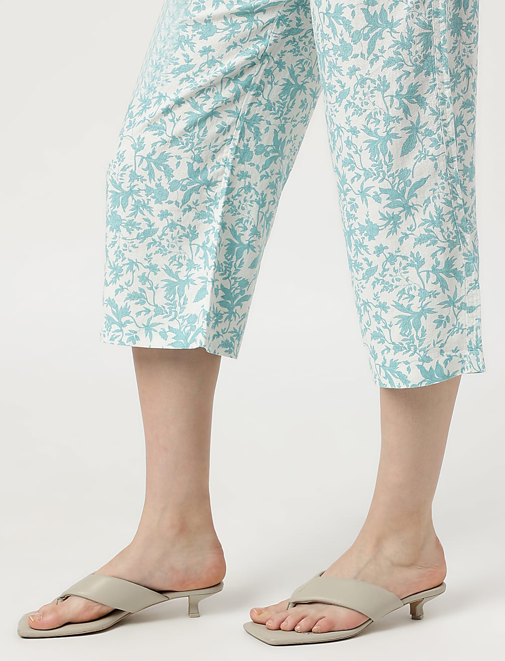 Linen-Blend Botanical Elasticated Trousers