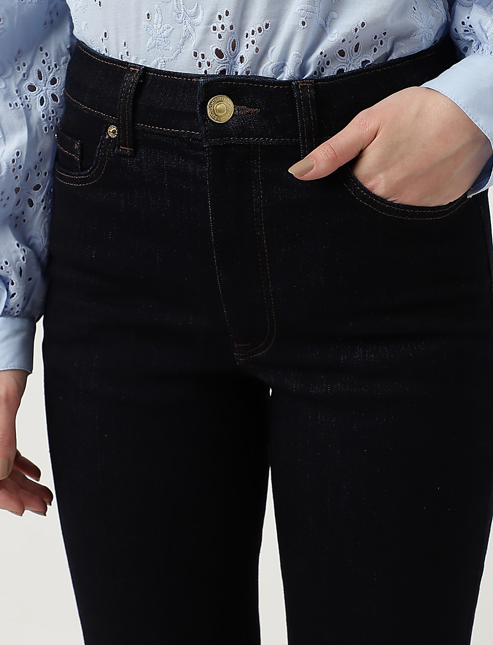 Cotton Mix Plain Flared Fit Jeans
