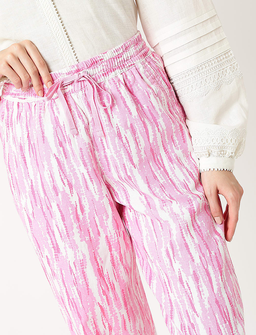 Linen Mix Tie-Dye Tapered Fit Trouser