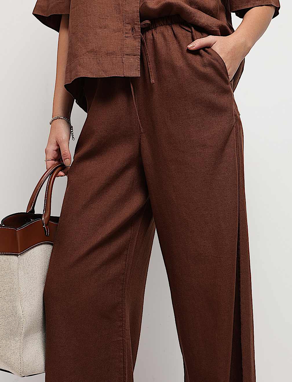 Linen Rich High Rise Trousers