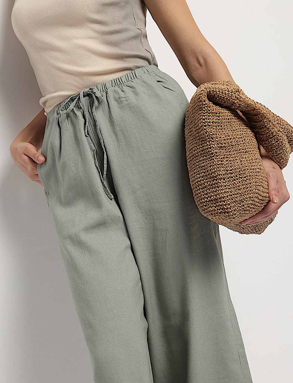 Linen Rich High Rise Trousers