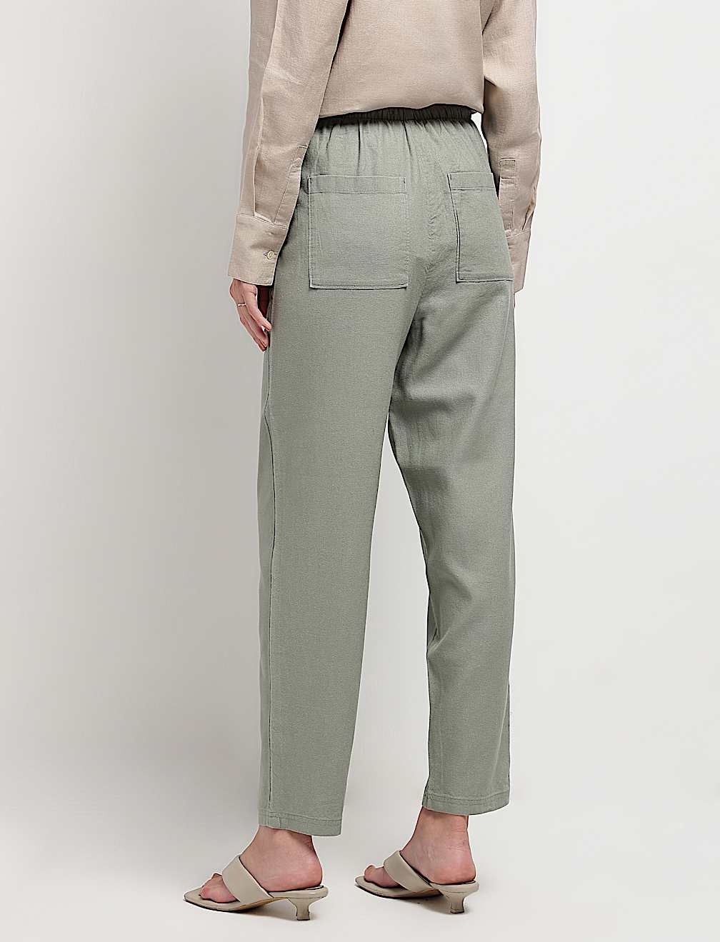 Linen Rich Drawstring Tapered Trousers