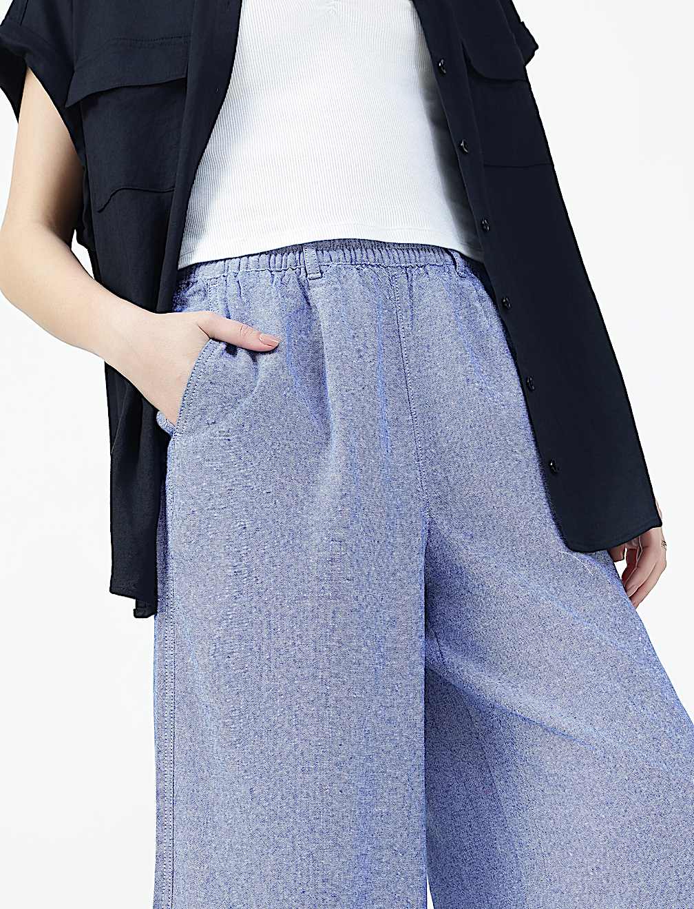 Linen Rich Stripe Relaxed Fit Trousers