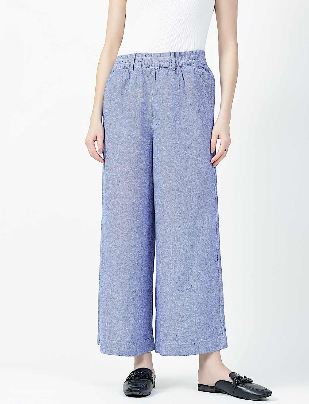 Linen Rich Stripe Relaxed Fit Trousers