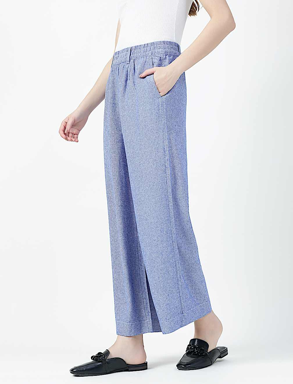 Linen Rich Stripe Relaxed Fit Trousers