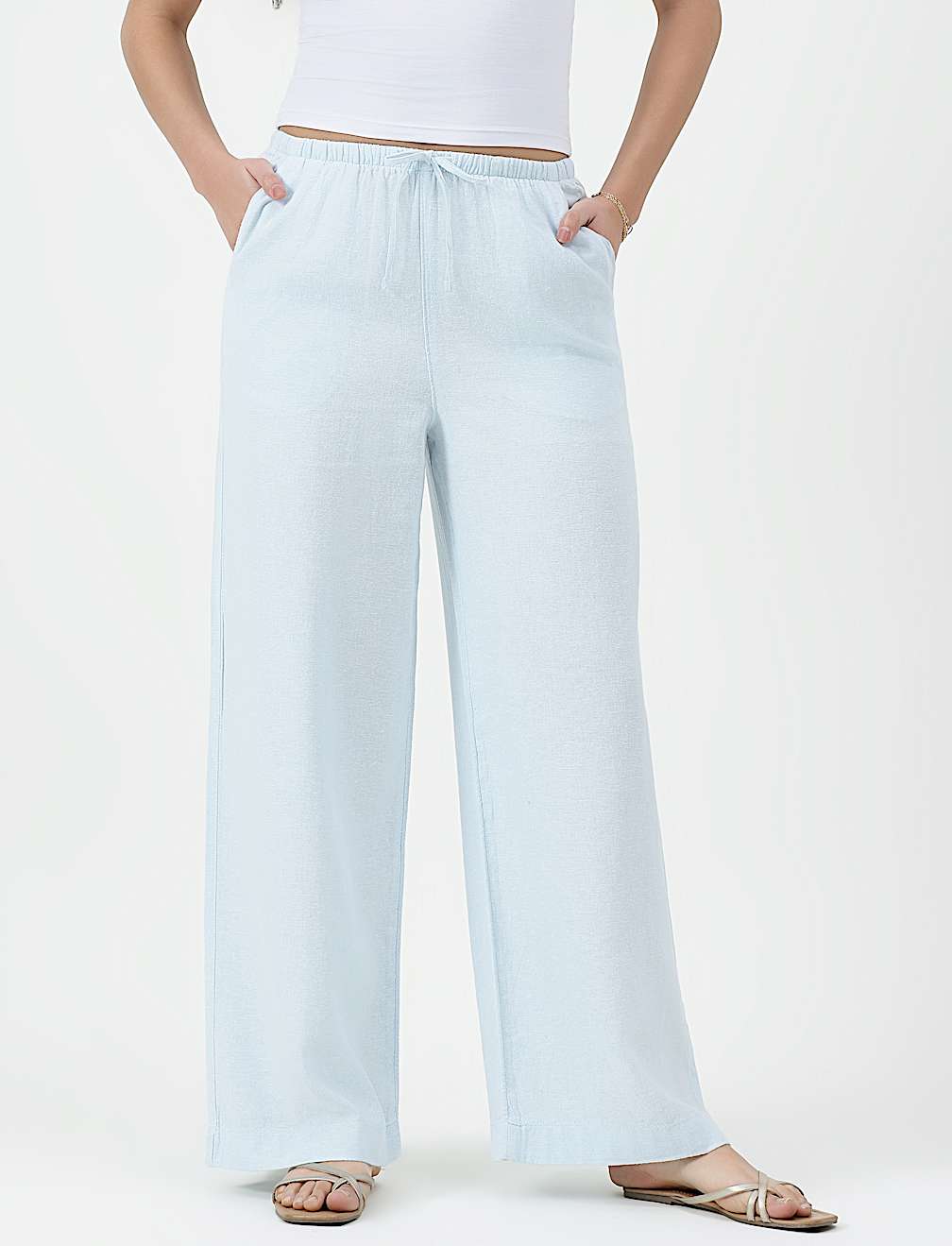 Linen Rich Plain Relaxed Fit Pants