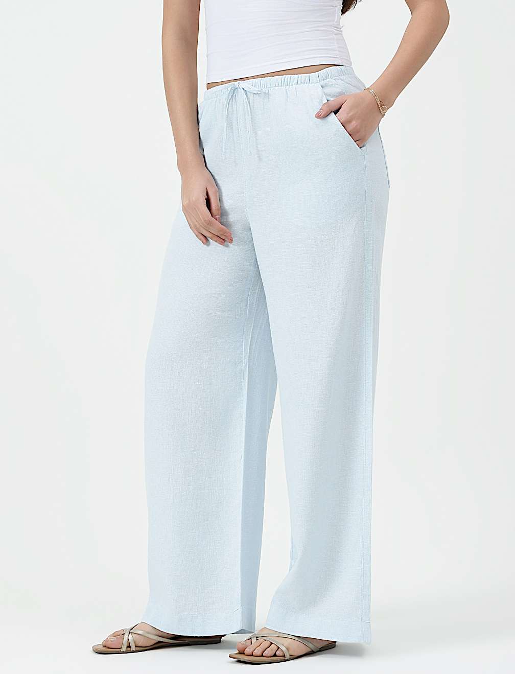 Linen Rich Plain Relaxed Fit Pants