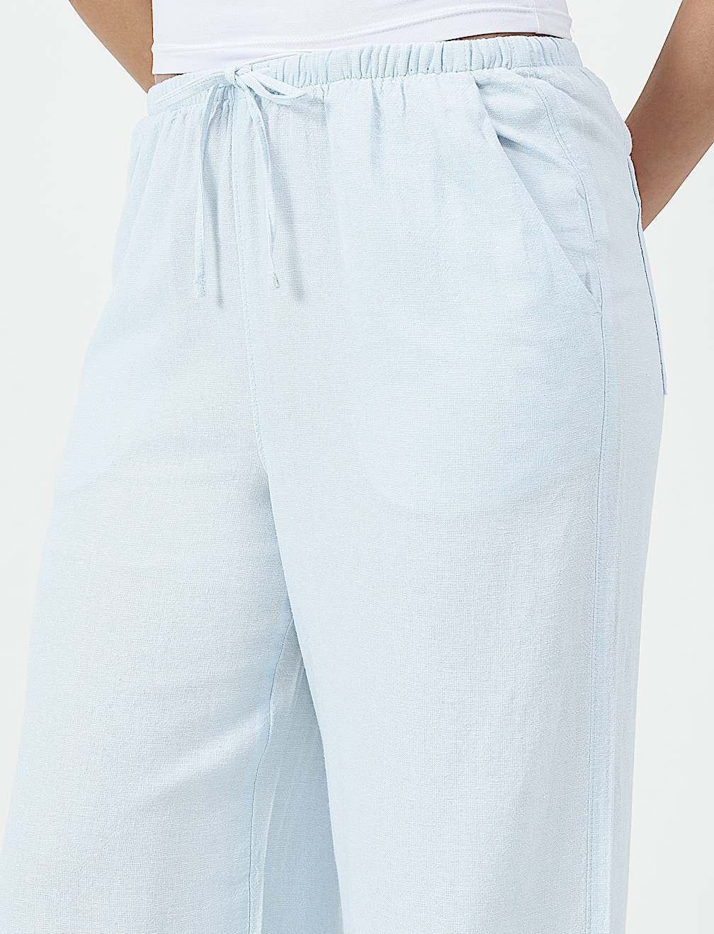 Linen Rich Plain Relaxed Fit Pants