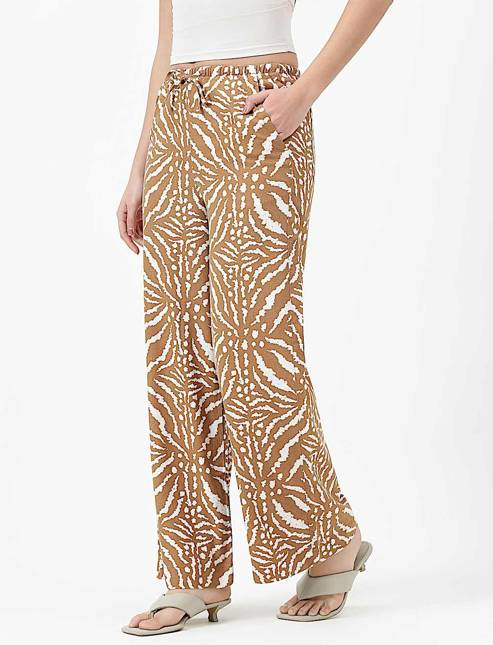 Linen Rich Abstract Relaxed Fit Pants
